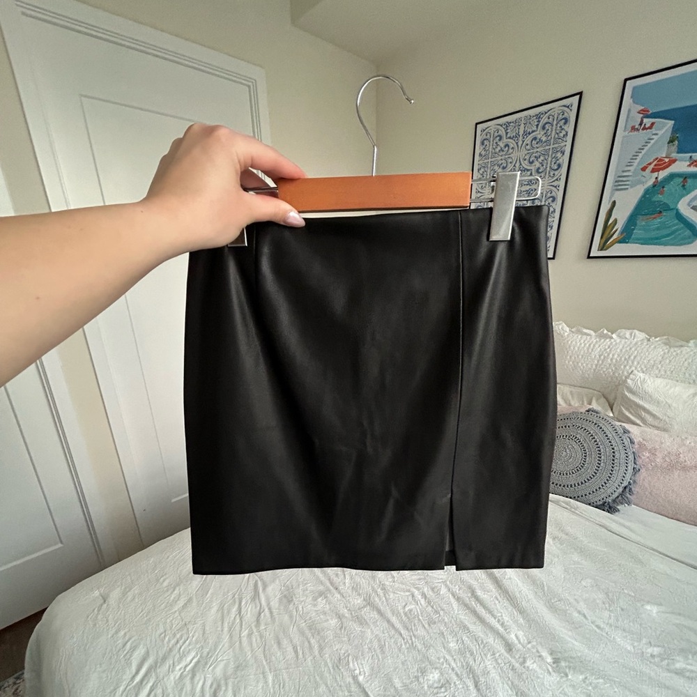 Zara Black Leather Skirt